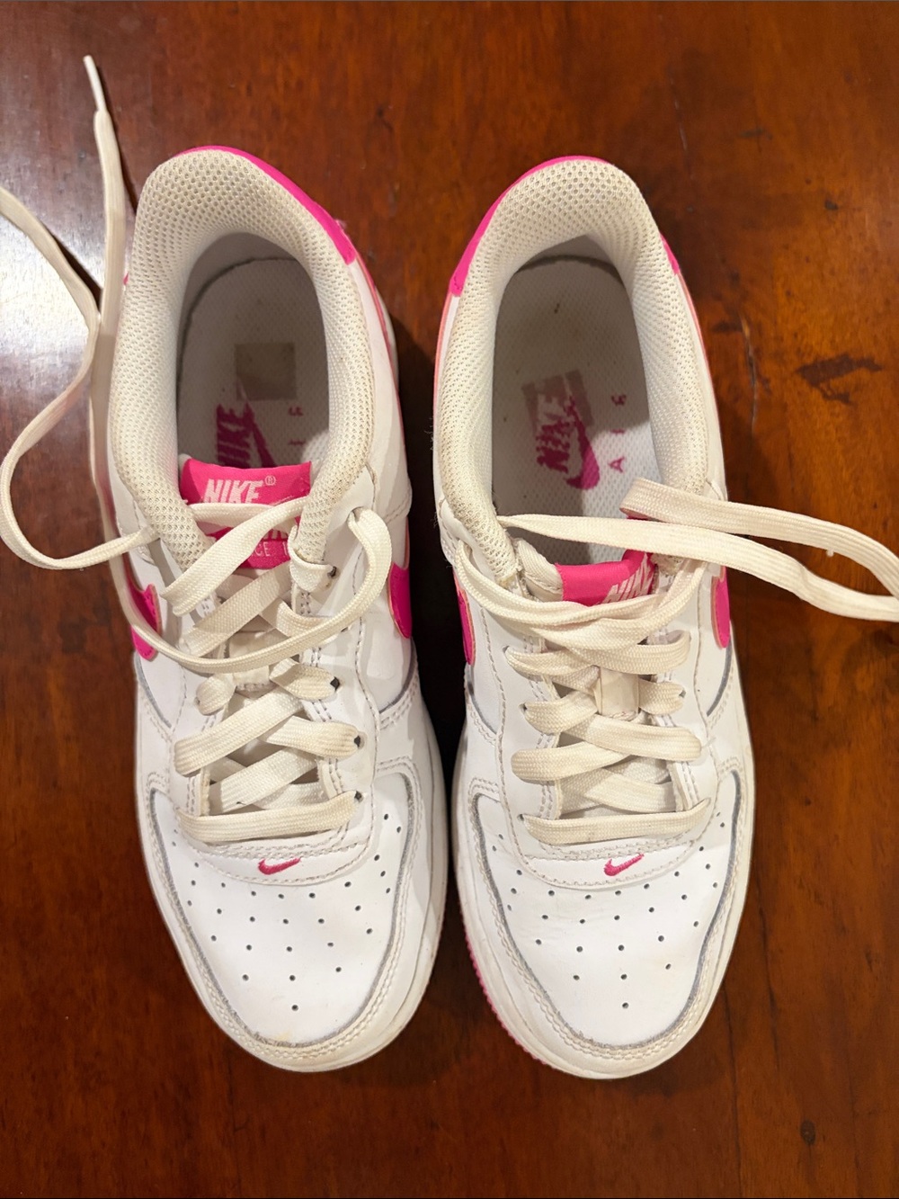 Nike Kids White and Pink Sneakers